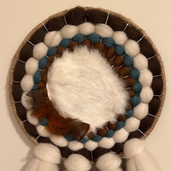 Native American Indian Handmade Dream Catcher Mandella Wool Fur Feathers🪶 - Picture 2 of 4